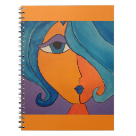 Splashy Bright Oranje Pop Kunstportret notitieboek