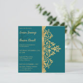 Splashy Gold Elegance Wedding Uitnodiging (Staand voorkant)