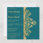 Splashy Gold Elegance Wedding Uitnodiging (Voorkant)