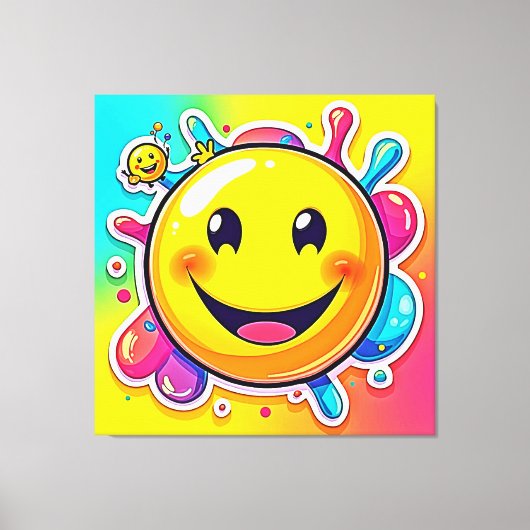 Splashy Happy Emoji Fun Canvas Afdruk (Voorkant)