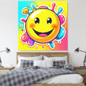 Splashy Happy Emoji Fun Canvas Afdruk (Insitu (Slaapkamer))