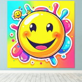 Splashy Happy Emoji Fun Canvas Afdruk (Insitu (Houten vloer))