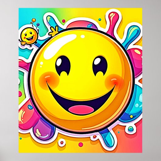 Splashy Happy Emoji Fun Poster (Voorkant)