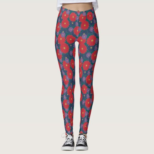 Splashy Herfst Floral Leggings (Voorkant)