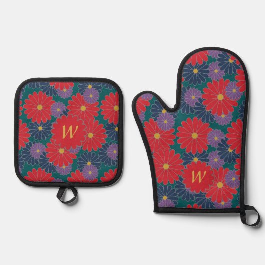 Splashy Herfst Floral Ovenwant & Pannenlap Set (Voorkant)