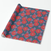 Splashy Herfst Floral Wrapping Paper Cadeaupapier (Uitgerold)