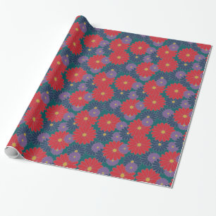 Splashy Herfst Floral Wrapping Paper Cadeaupapier