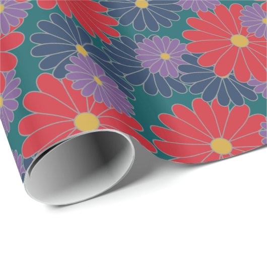 Splashy Herfst Floral Wrapping Paper Cadeaupapier (Rol Hoek)