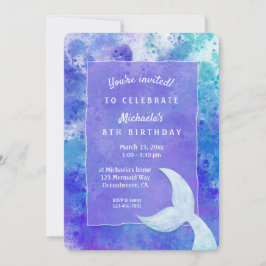 Splashy Mermaid Birthday Party Invitation Save The Date