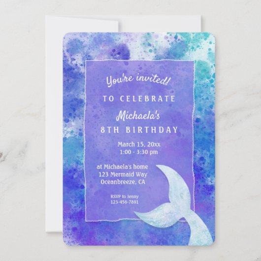 Splashy Mermaid Birthday Party Invitation Save The Date (Voorkant)