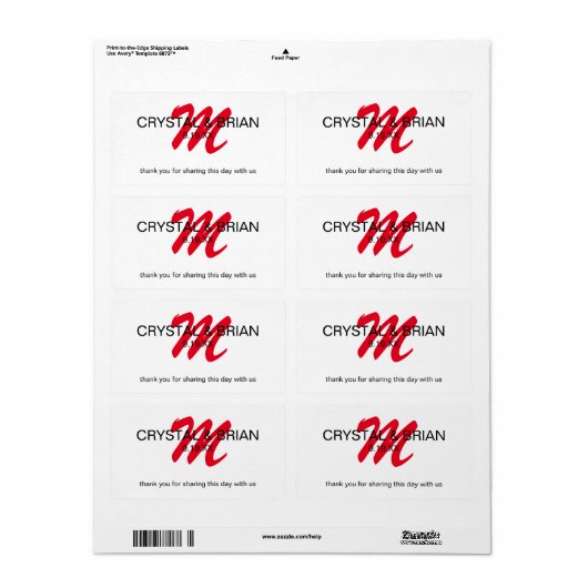 Splashy-monogram | De gunsten van de waterfles Etiket (Full Sheet)