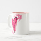 Splashy Pink Heart Tweekleurige Koffiemok (Voorkant links)