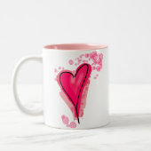 Splashy Pink Heart Tweekleurige Koffiemok (Links)