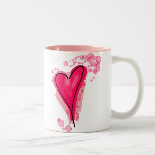 Splashy Pink Heart Tweekleurige Koffiemok (Rechts)