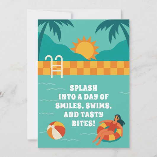 Splashy Pool verjaardagsfeestje Kaart (Achterkant)