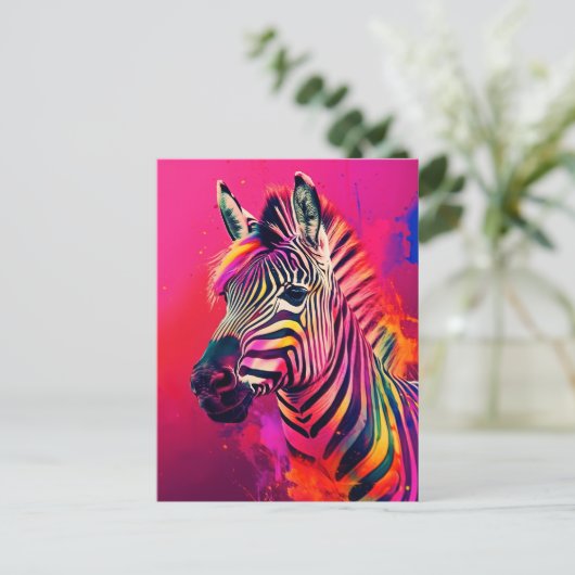 Splashy Rainbow Zebra Briefkaart (Staand voorkant)