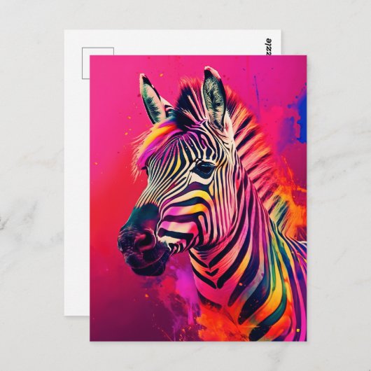 Splashy Rainbow Zebra Briefkaart (Voorkant / Achterkant)