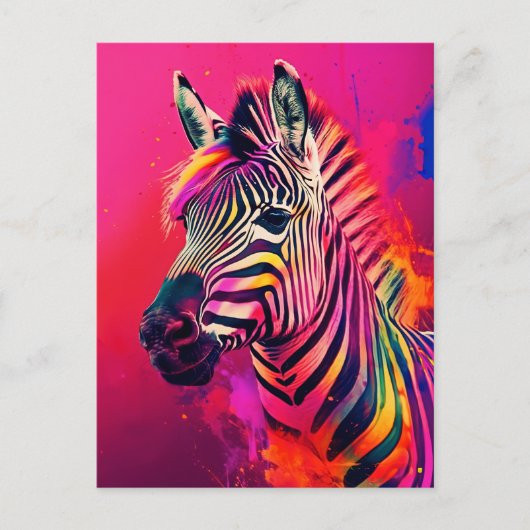 Splashy Rainbow Zebra Briefkaart (Voorkant)