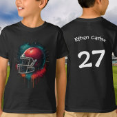 Splashy Red and Green American Football Helmet T-shirt
