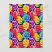 Splashy watercolor roses pattern briefkaart (Voorkant)