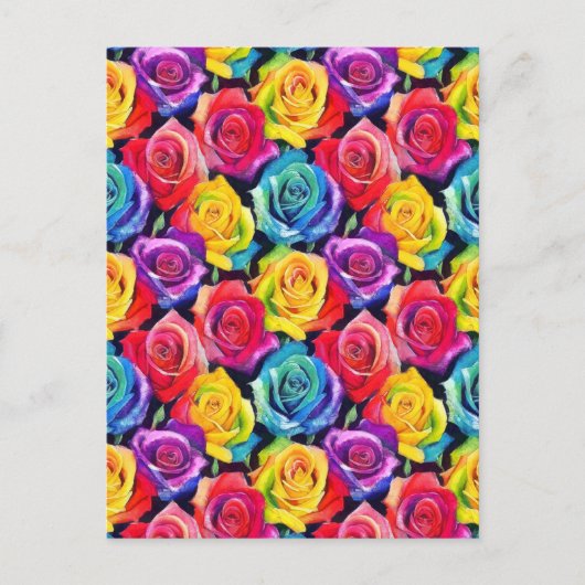Splashy watercolor roses pattern briefkaart (Voorkant)