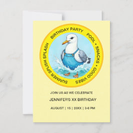 Splasj Spat pret Meeuw zomer Zwembad Feestje Briefkaart