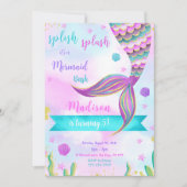 Splasj Spat Zeemeermin Uitnodiging (Voorkant)