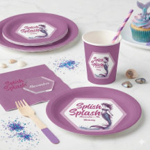 Splasj Spat Zeemeermin Zwembad Feest Verjaardag