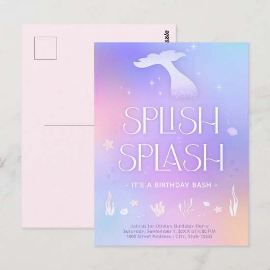 Splasj Spetter Fantasievolle Glitter Zeemeermin Ve Briefkaart (Voorkant / Achterkant)