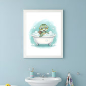 Splasj Splash Schildpad Tijd Kinderen Badkamer Muu Poster