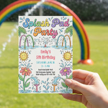 Splasjpad Feestje Kleurrijk Zomer Kinderverjaardag