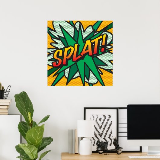 SPLAT Comic Book Pop Art Modern Retro Fun Poster (Thuiskantoor)