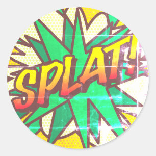 SPLAT Fun Retro Comic Book Pop Art Ronde Sticker
