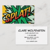 SPLAT Fun Retro Comic Book Visitekaartje (Voorkant / Achterkant)
