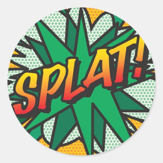 SPLAT Grappig Stripboek Ronde Sticker (Voorkant)