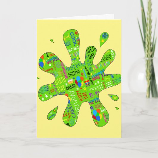 SPLAT Green Slime Druppelend met Verjaardag Groete Kaart (Voorkant)