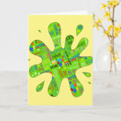 SPLAT Green Slime Druppelend met Verjaardag Groete Kaart (Gele Bloem)