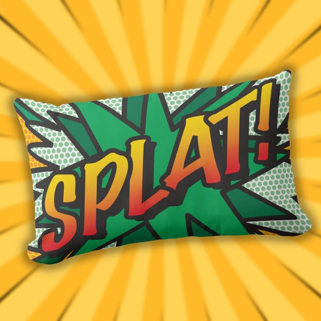 SPLAT Leuke Retro Strip Pop Art Kussen (SPLAT Fun Retro Comic Book Pop Art Lumbar Pillow)