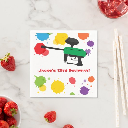 Splat Paintball Kids Verjaardagsfeest Papieren Ben Servet (Insitu)