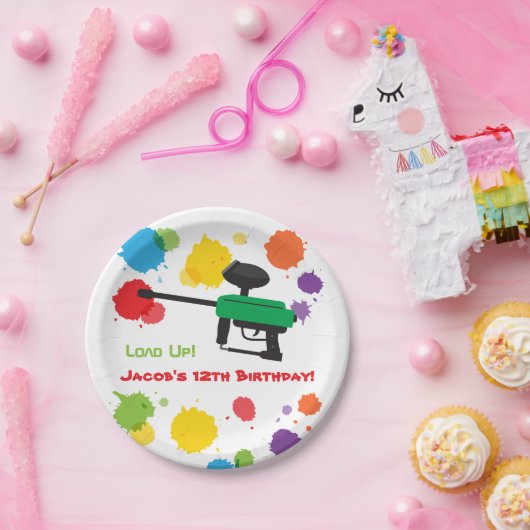 Splat Paintball-kinderen op zaterdag Borden Papieren Bordje (Feest)