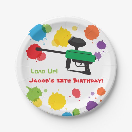 Splat Paintball-kinderen op zaterdag Borden Papieren Bordje (Voorkant)