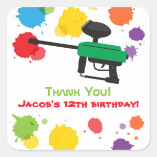 Splat Paintball Kinderen op zaterdag Vierkante Sticker