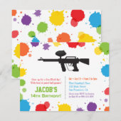 Splat Paints Rifle Paintball Birthday Party Kaart (Voorkant / Achterkant)