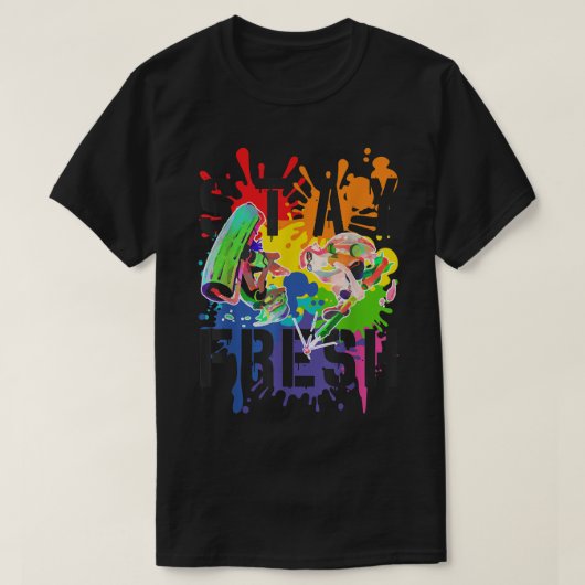 Splaton Pride Blijf van verse regenboogverf T-shirt (Design voorkant)