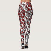 Splatter Abstract Rood-Grijs & Wit Print Leggings (Achterkant)