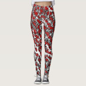 Splatter Abstract Rood-Grijs & Wit Print Leggings (Voorkant)