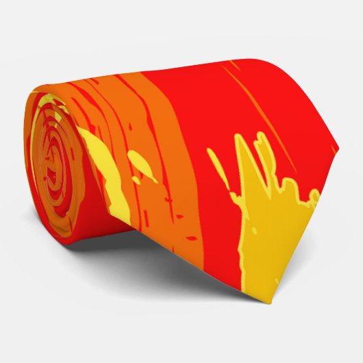 Splatter Art Citrus Oranje Yellow Abstract Art Stropdas (Opgerold)