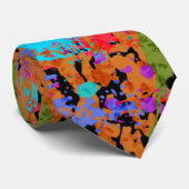 Splatter Art Paarse roze blauwe Oranje Abstracte k Stropdas (Opgerold)