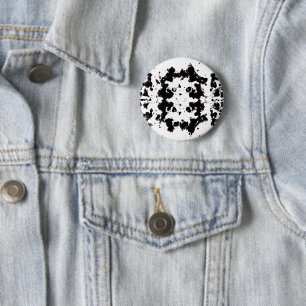 Splatter Black and White Round Button