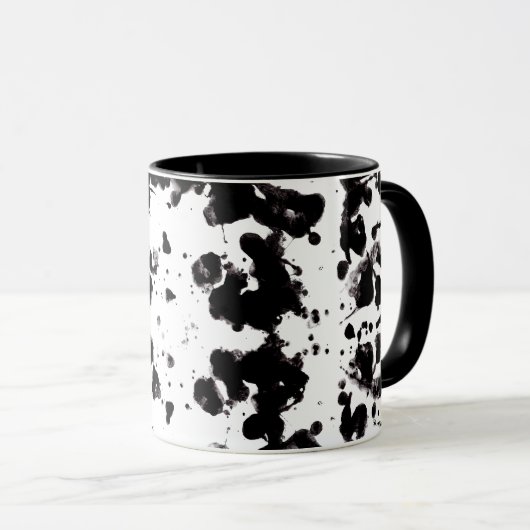 Splatter Black en White Two-tone Coffee Mok (Voorkant rechts)